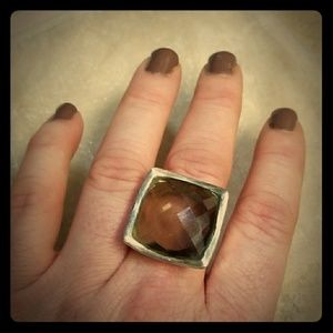 Smokey Quartz Large Sterling Cocktail Ring 8